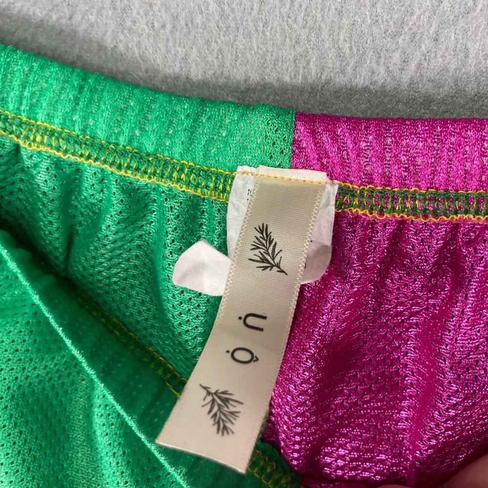 UO Yellow Green Pink Colorblock Mesh Cropped Zip Up Hoodie Pants Set L - Picture 10 of 14